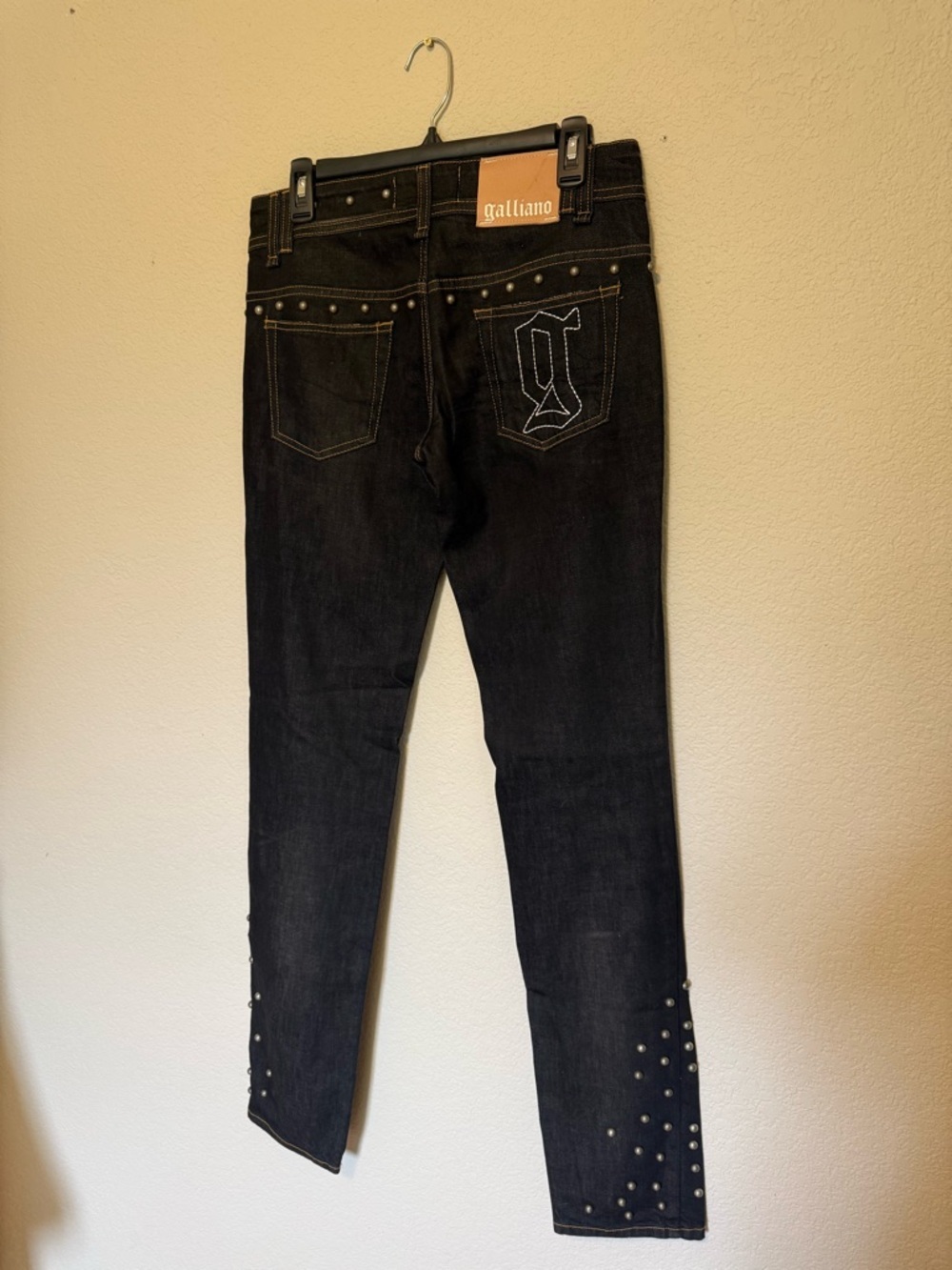 John Galliano | Studded Back-Pocket Skinny Dark Blue Jeans - 30 - Picture 2 of 7
